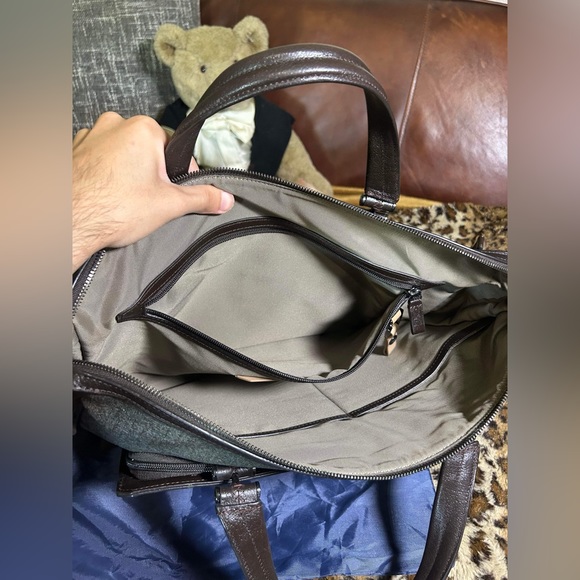 Tumi Astor Ansonia Leather Trim Laptop Messenger Bag Grey Coated Canvas Zip RFID - Picture 6 of 12